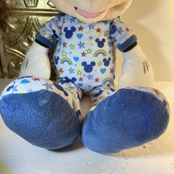 Disney Plush Mickey Mouse Just Play Blue Pajamas Rainbows Hearts 18” 2022 - Picture 3 of 10